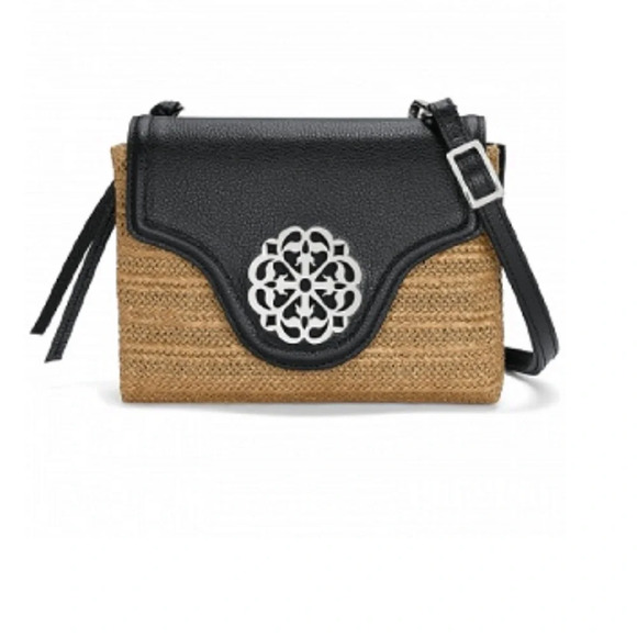 Brighton Handbags - Brighton Eve Straw Messenger Cross Body Wheat-Black Handbags quiet luxury